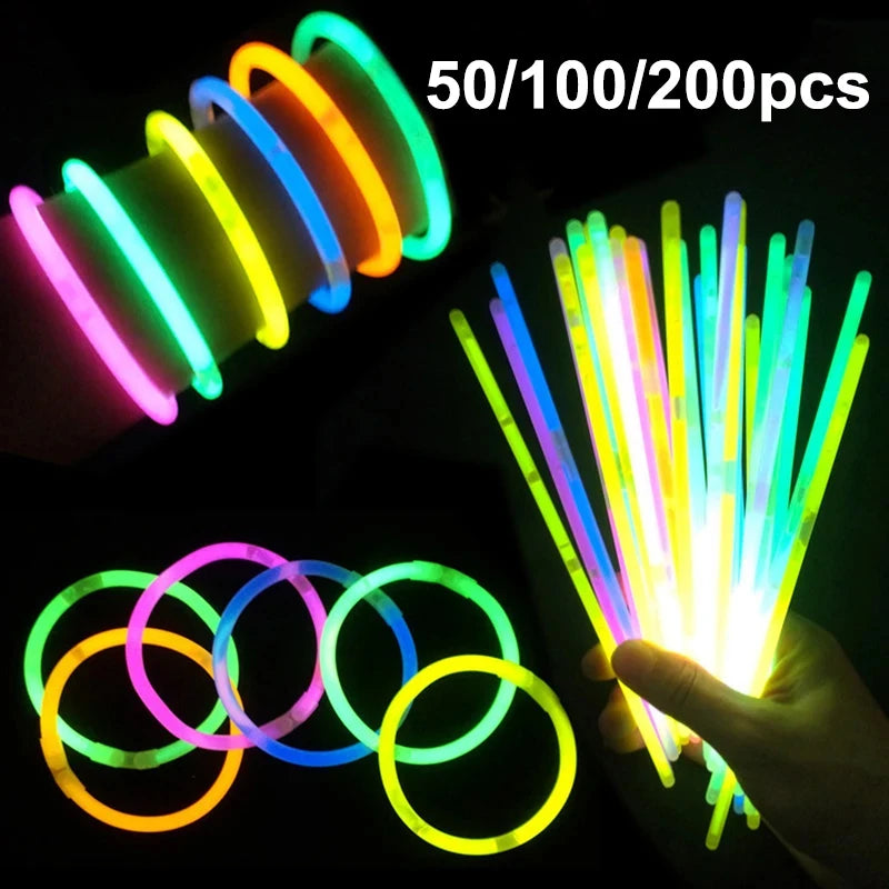 Pulseiras de Neon Glow Lights Fluorescentes 50Pcs, 100Pcs, 200Pcs